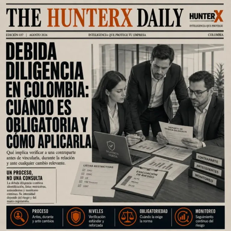 Debida diligencia en Colombia: verificación de contrapartes, antecedentes y monitoreo de riesgos empresariales
