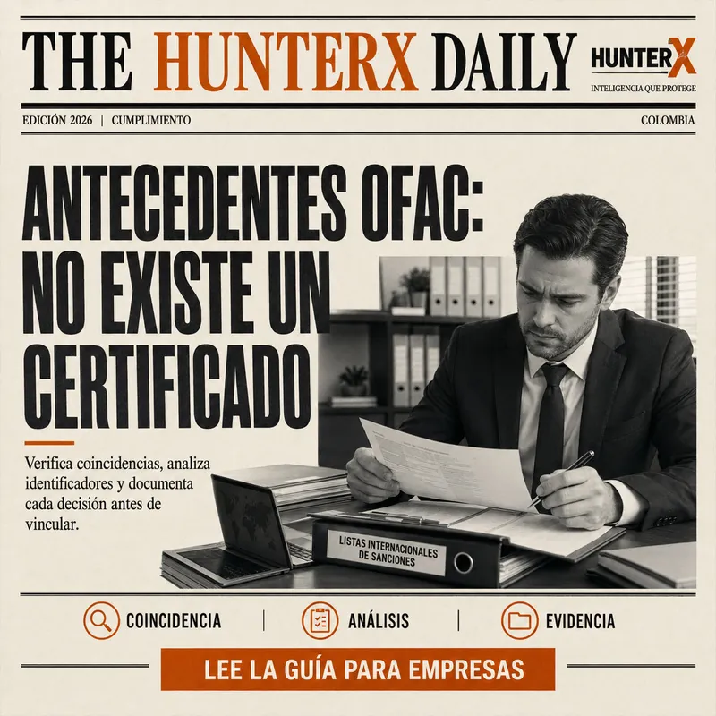 Responsable de cumplimiento consultando listas internacionales de sanciones antes de vincular a un candidato